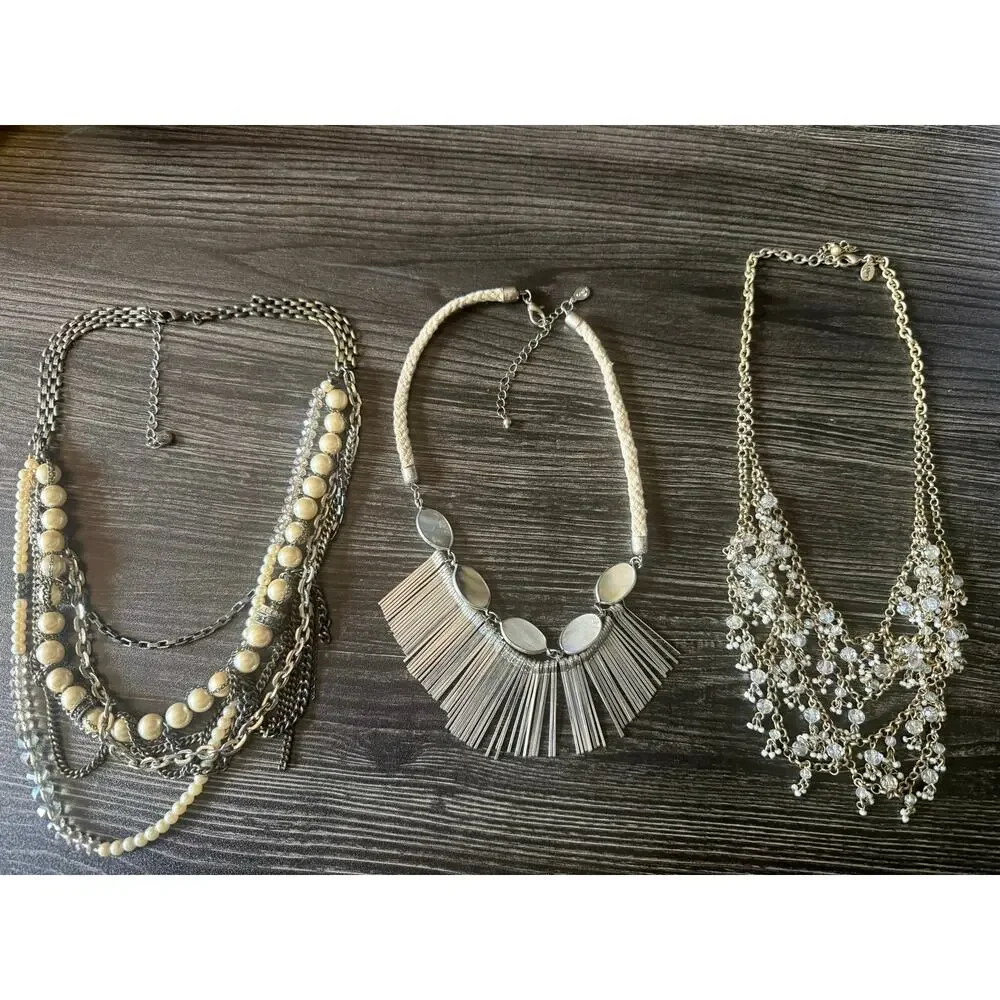 THE LOFT Silver-Tone Statement Necklace Bundle (3)